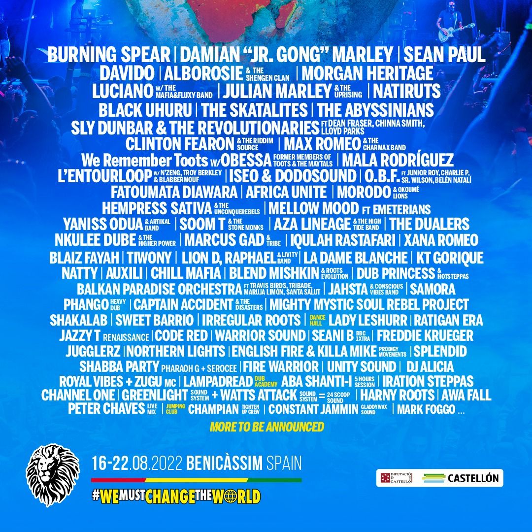 Rototom 2022 Cartel íntegro del festival de Benicàssim con Sean Paul y