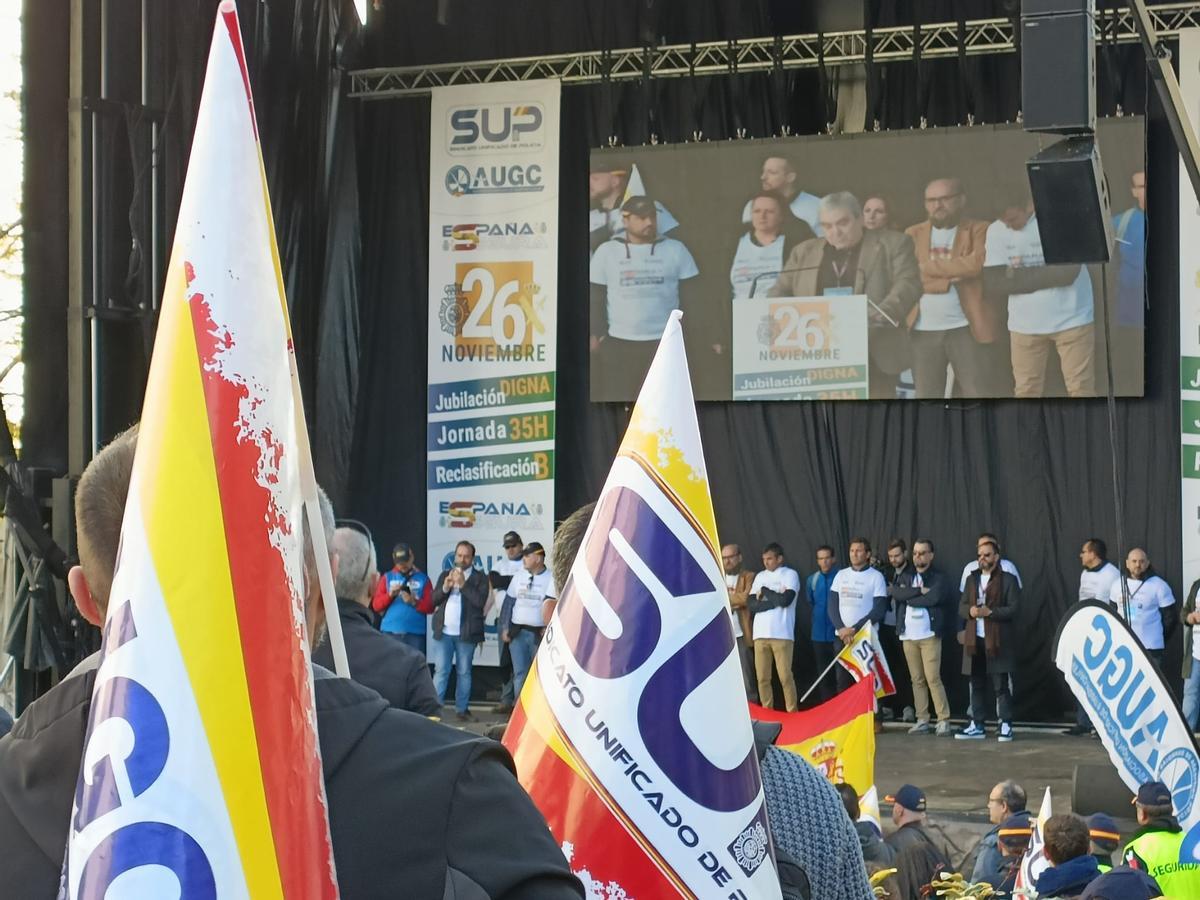 La protesta de policías y guardias civiles celebrada en Madrid.