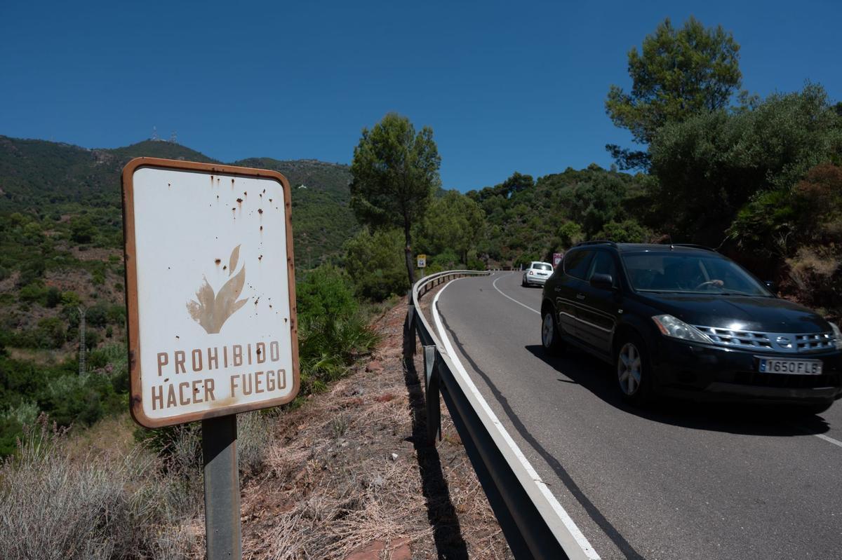 Señalización antiincendios en el Desierto de las Palmas.