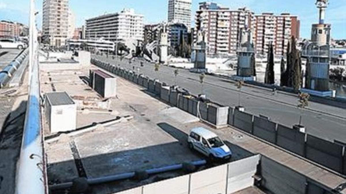 Zona inacabada de la estación de Sants, ayer.