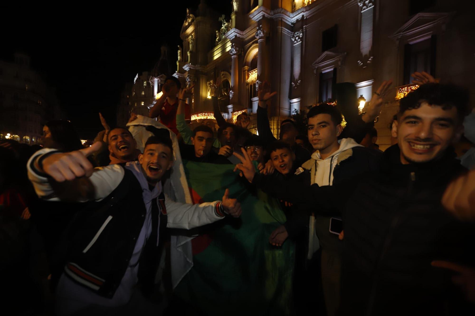 La afición marroquí celebra el triunfo de su selección