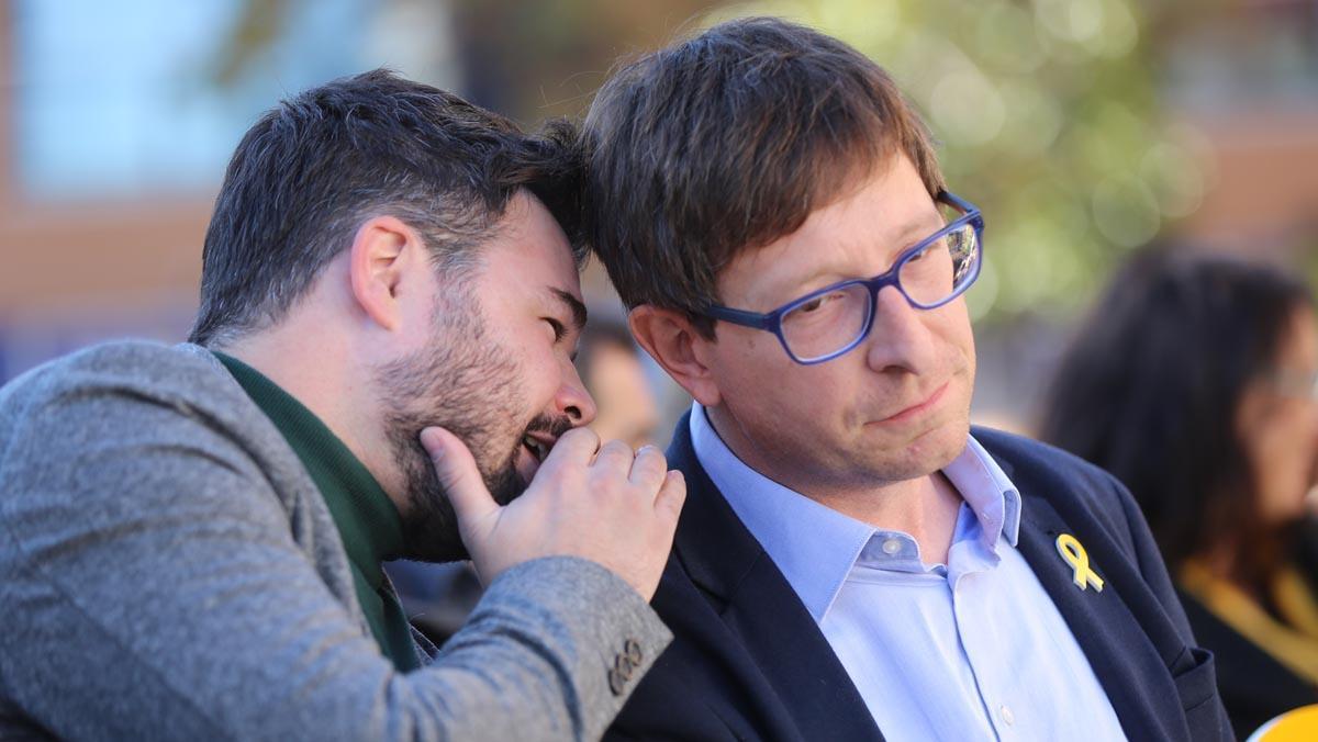 Gabriel Rufián, diputat d’Esquerra, participa en un míting a Vilanova i Geltrú, al Garraf. 