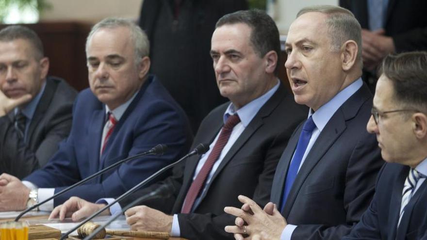 Netanyahu, con su gabinete ministerial.