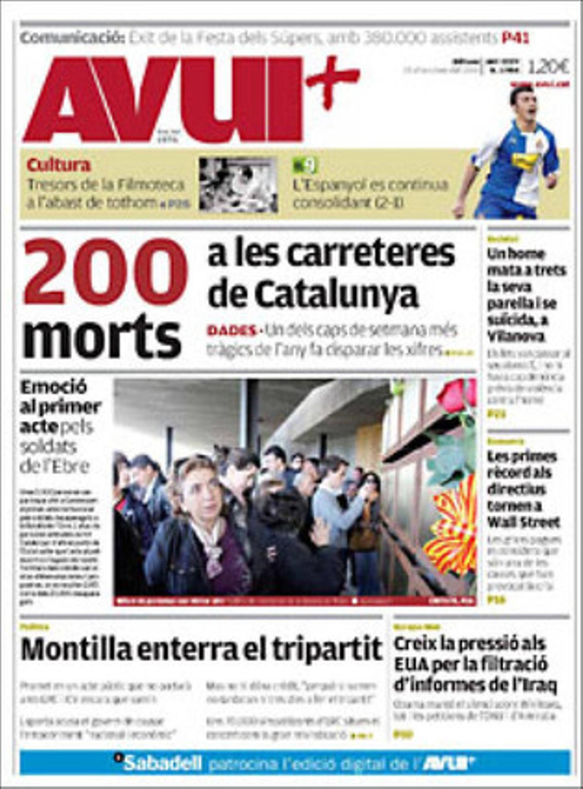 A les pàgines interiors ’Avui’ explica a més que els governs de París i Londres negocien una col·laboració nuclear que trencaria clixés històrics i els permetria mantenir els seus arsenals dissuasoris; que a l’empara del turisme sostenible unes rutes a peu relligaran tots els Països Catalans, i que França tanca Flaix FM i dificulta les emissions de Catalunya Ràdio a Perpinyà.