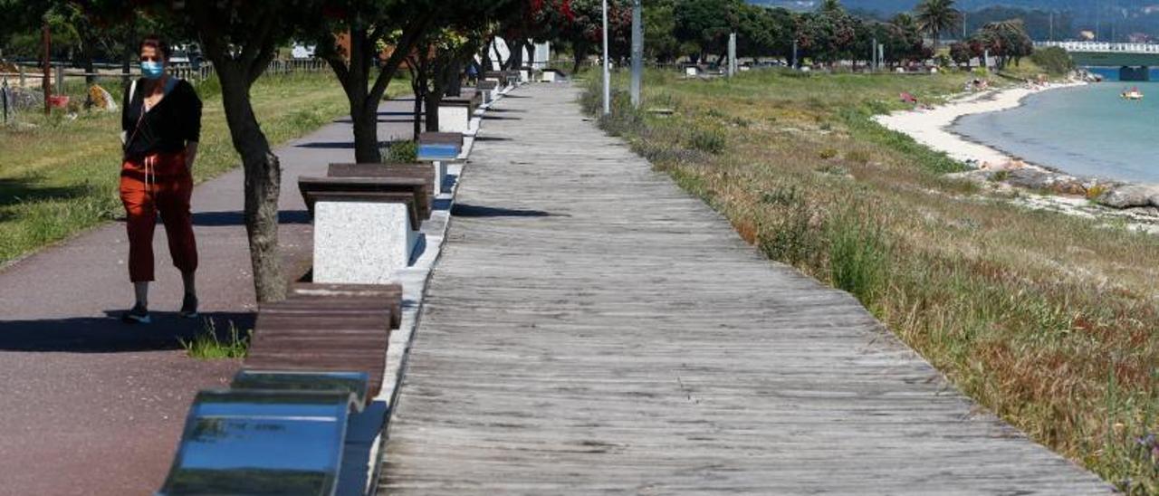 Pasarela de madera de O Bao, en A Illa de Arousa.