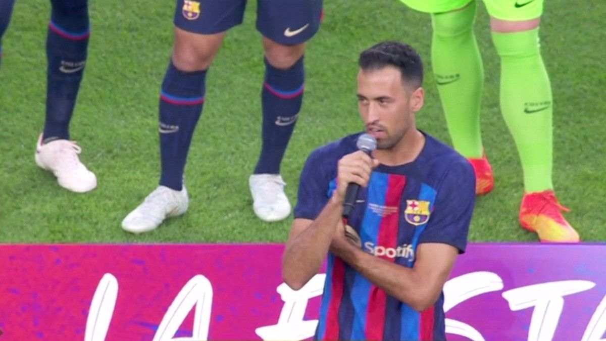 Busquets, hablando antes del Gamper