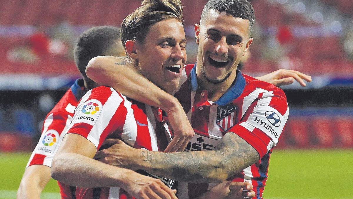 Marcos Llorente tras marcar un gol ante el Betis.