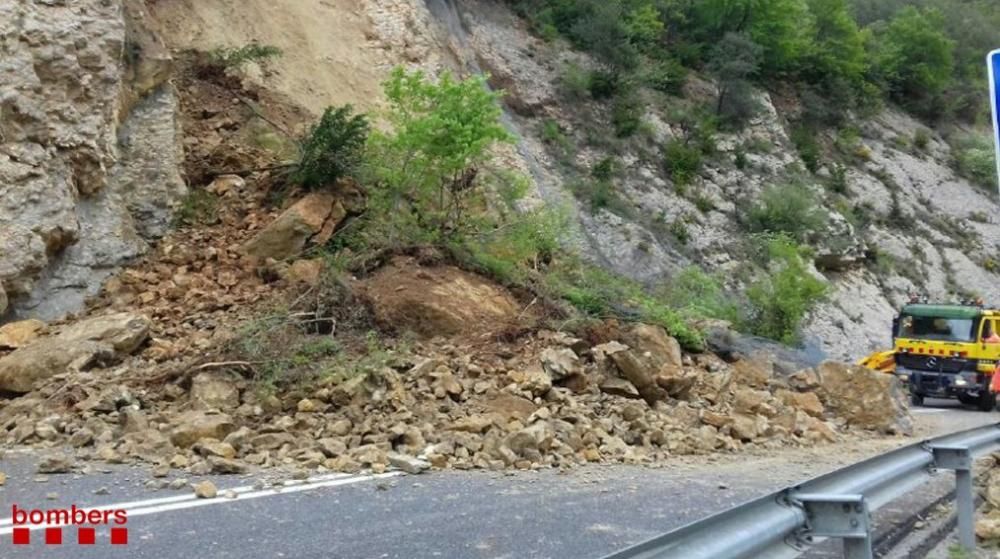 Esllavissada a la C-16, a Guadiola de Berguedà