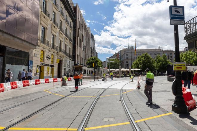 Obras en las vías del tranvía de Zaragoza