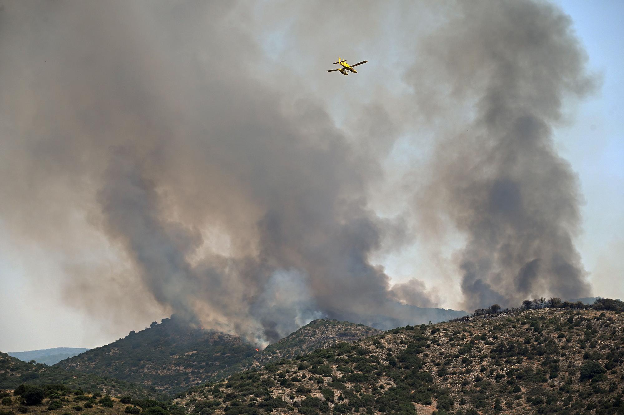 El incendio de Artesa de Segre (La Noguera) ya ha calcinado más de 500 hectáreas y amenaza seriamente la reserva natural del Montsec. El origen se sitúa justo detrás de la población de Baldomar.