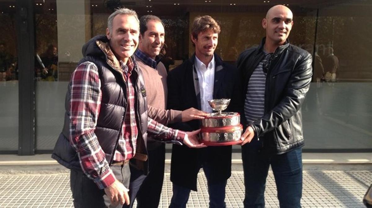 Corretja, Costa, Ferrero y Balcells, este jueves en Barcelona.