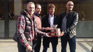 Corretja, Costa, Ferrero y Balcells, este jueves en Barcelona.