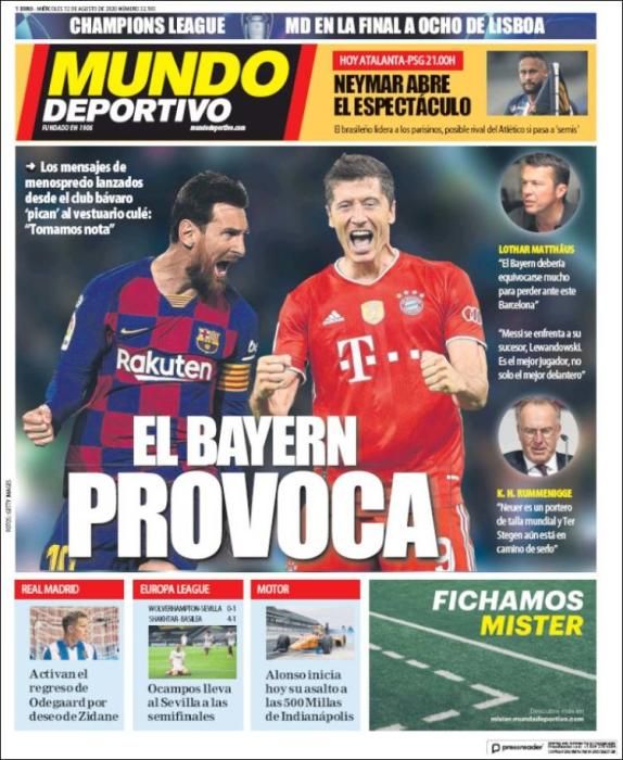 Portada MUNDO DEPORTIVO miércoles 12 agosto 2020