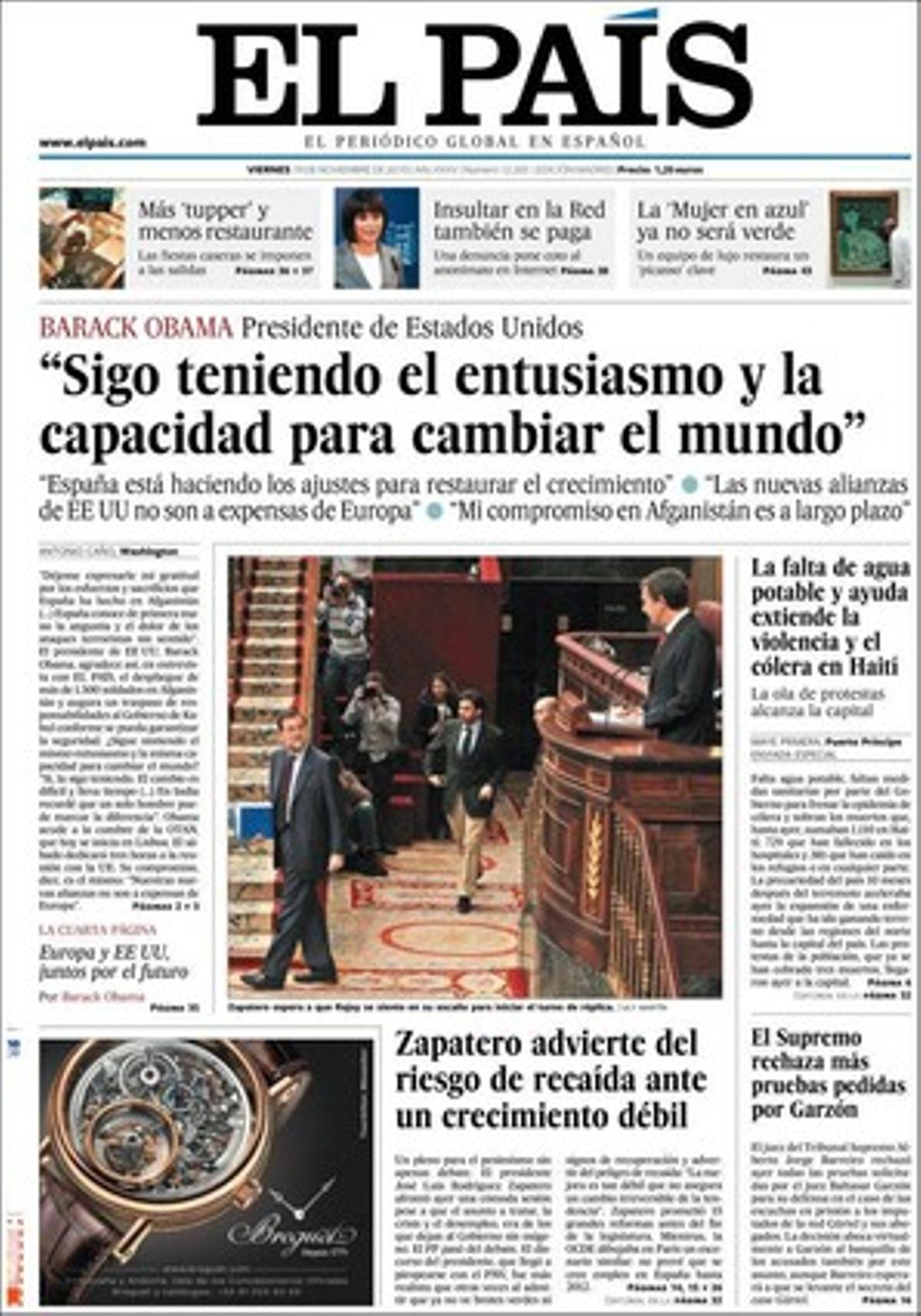 Altres informacions destacades d’’El País’ a les pàgines interiors són: El PP proposa un professor en català i un altre en castellà a la mateixa aula, i Spanair: ¿aerolínia de bandera o pou sense fons per als diners públics?.