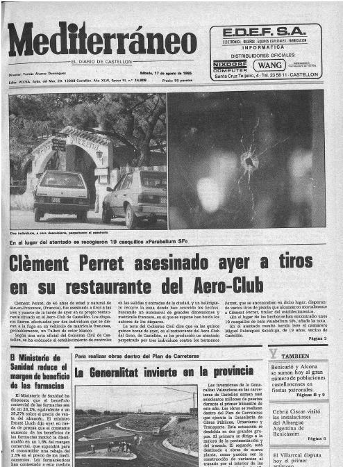 Portada del 17 de agosto de 1985, con el asesinato como noticia más destacada.