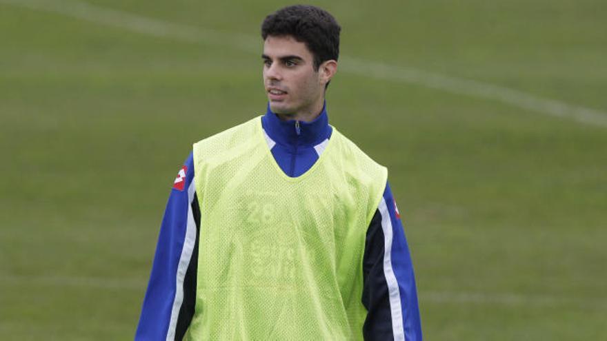 Juan Domínguez, en un entrenamiento del Deportivo