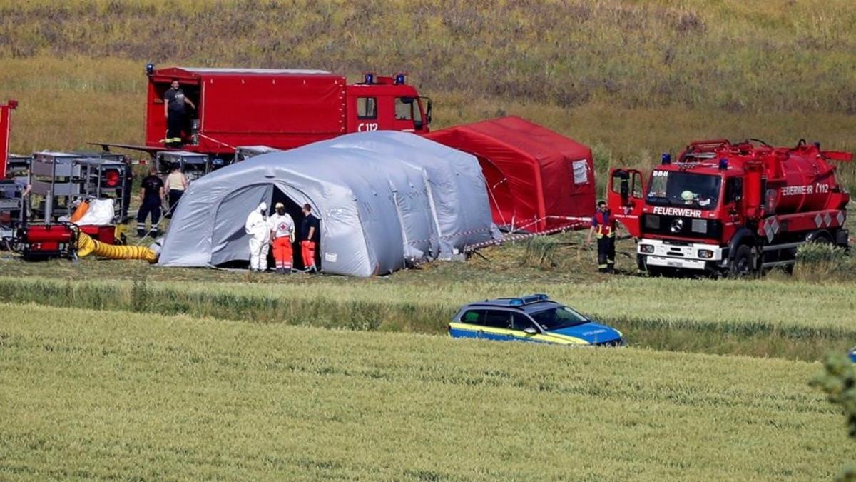 Lugar donde el helicóptero ha chocado contra el suelo cerca de la ciudad de Hamelin