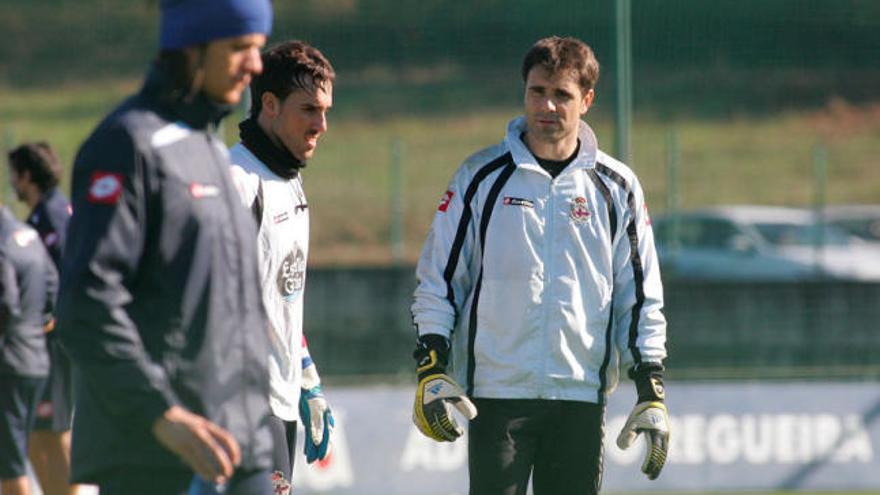 Aranzubia en el entrenamiento del Deportivo.