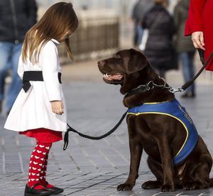 Una niña con autismo con su perro de asistencia en una imagen de archivo. 