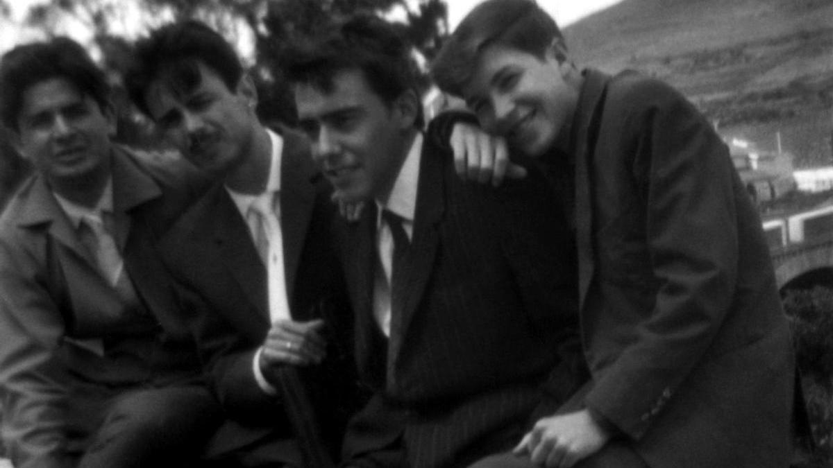 Juan Jiménez, Manuel González Barrera, Eugenio Padorno y Juan Caballero, de izquierda a derecha, en La Laguna (1964).