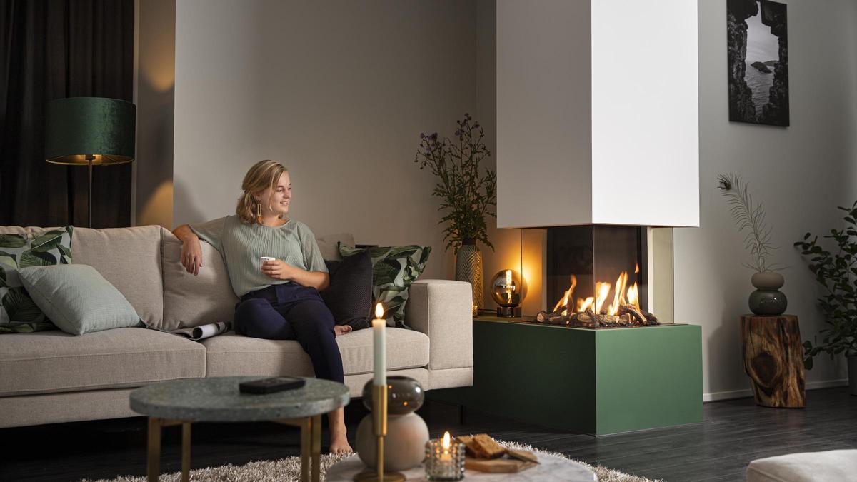 Chimenea de gas en una sala de estar
