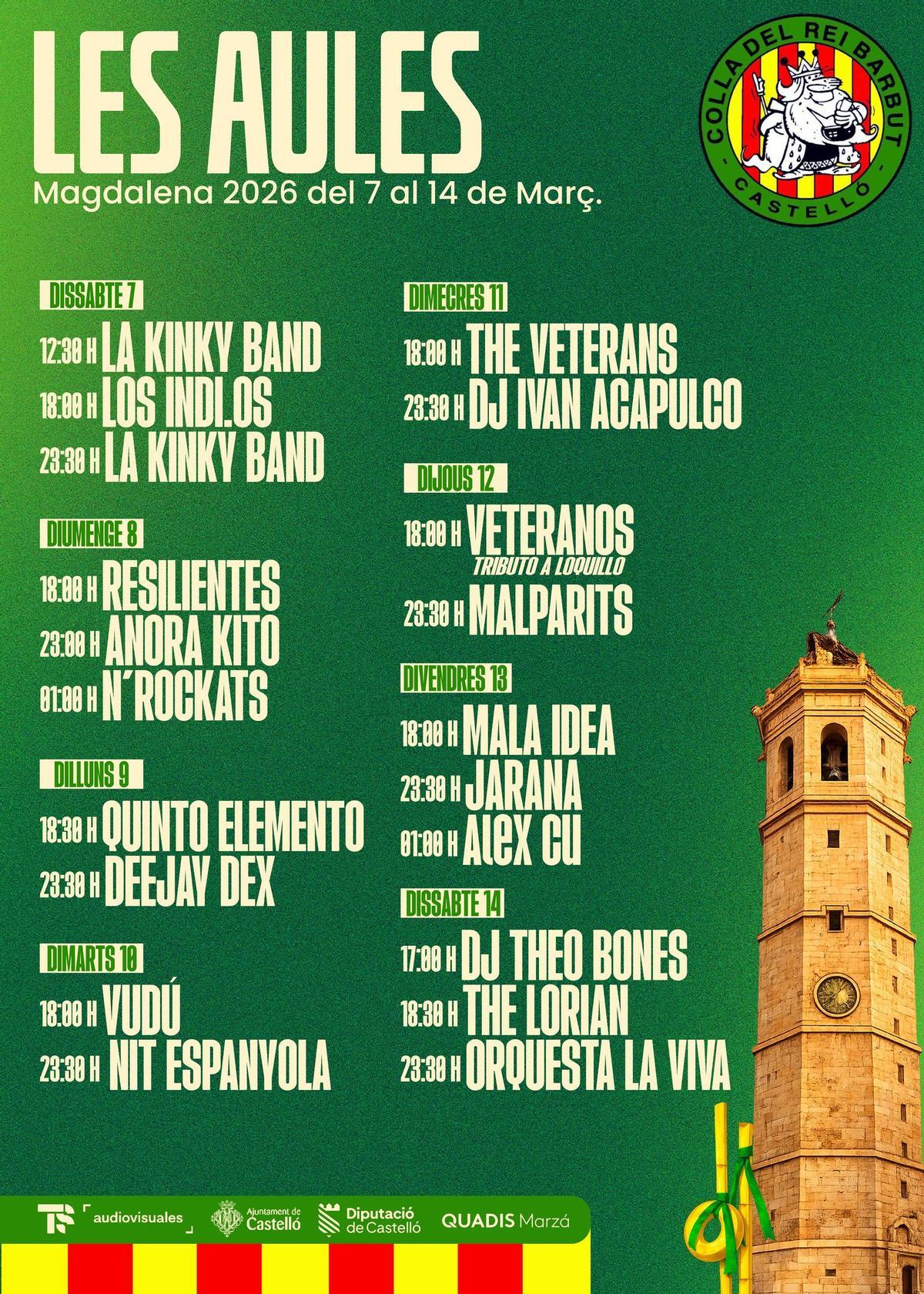 Actuacions musicals a la plaça de Les Aules de Castelló.