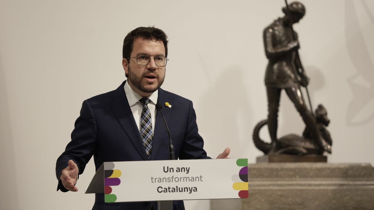 Pere Aragonès durante el acto en el que ha valorado el primer año de legislatura