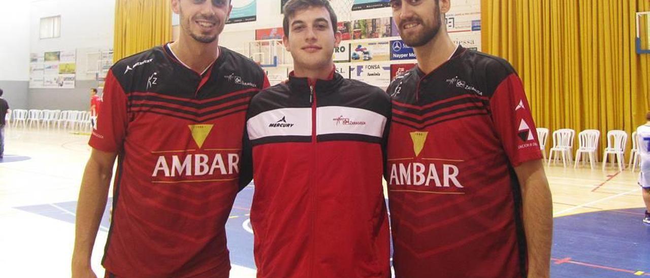 Pere Tomàs, Sergi García y Joan Sastre en un entrenamiento del CAI Zaragoza.