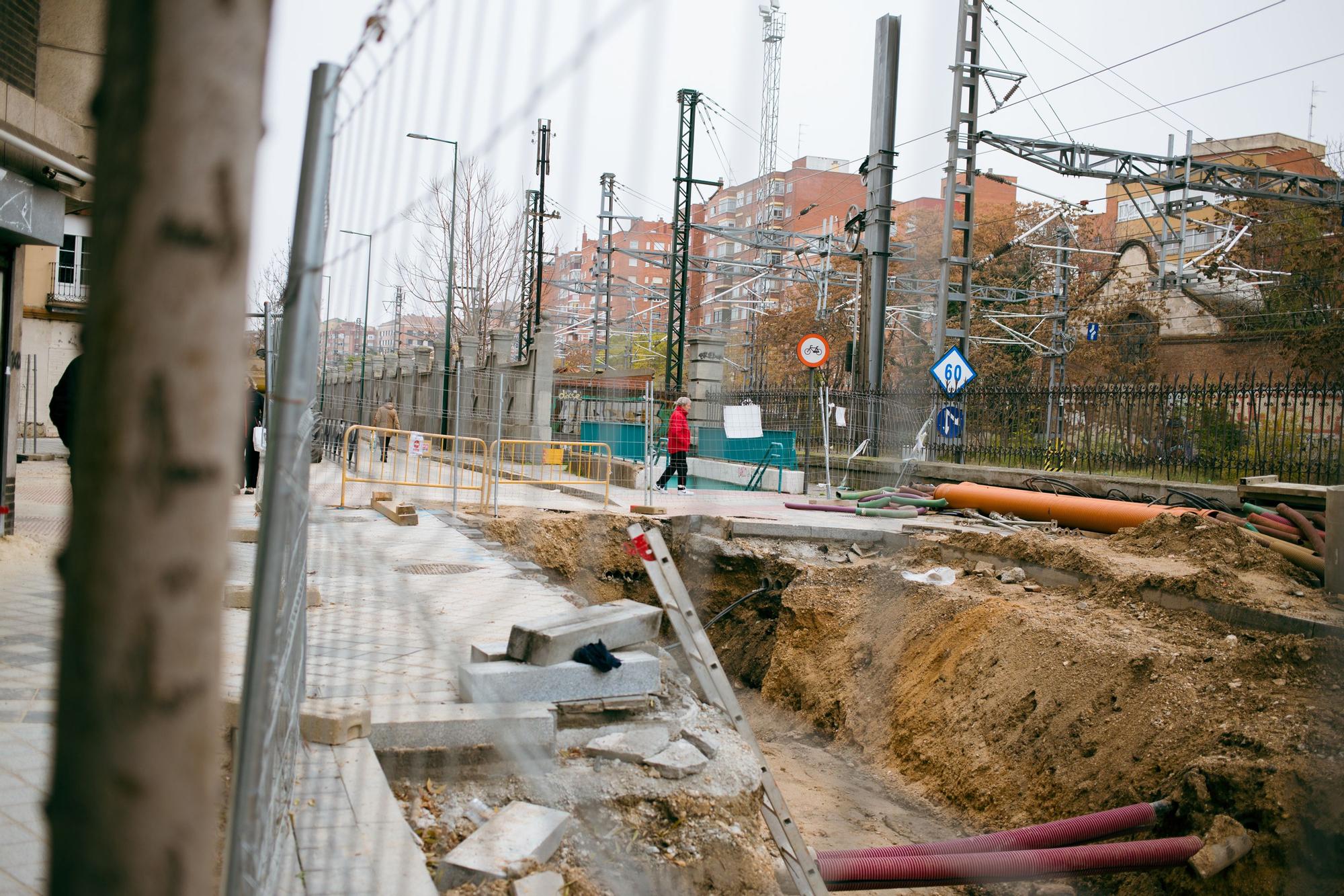 Vista de las obras del triple paso subterráneo de Panaderos, en Valladolid.