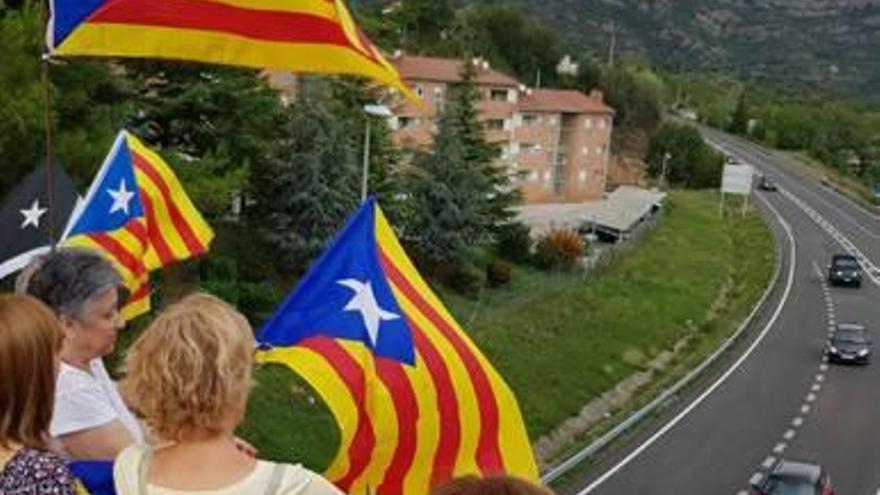 Membre de l&#039;ANC en la concentració del pont de Berga