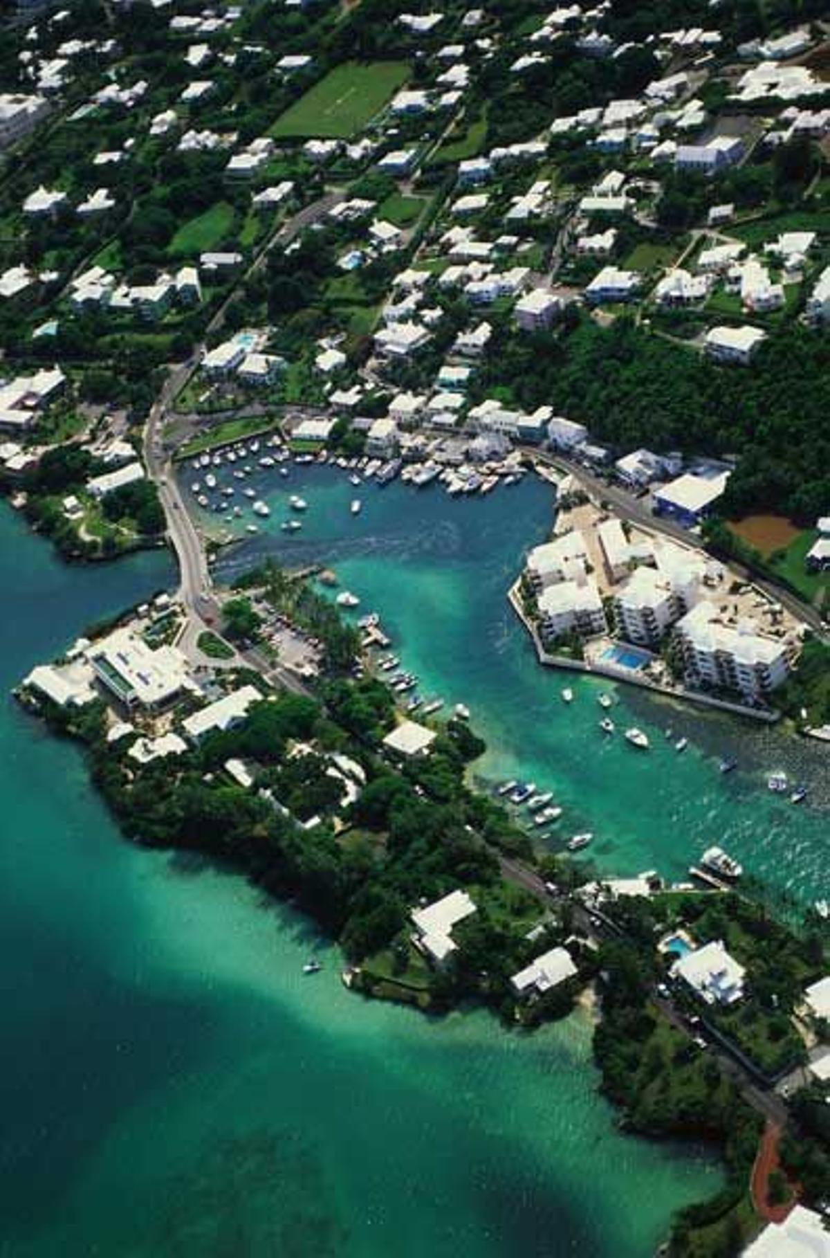 Vista aérea del archipiélago de las Bermudas