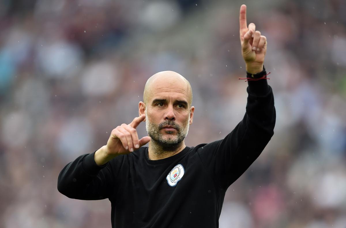 Pep Guardiola, en un partido entre el West Ham United y el Manchester City, el 15 de mayo.