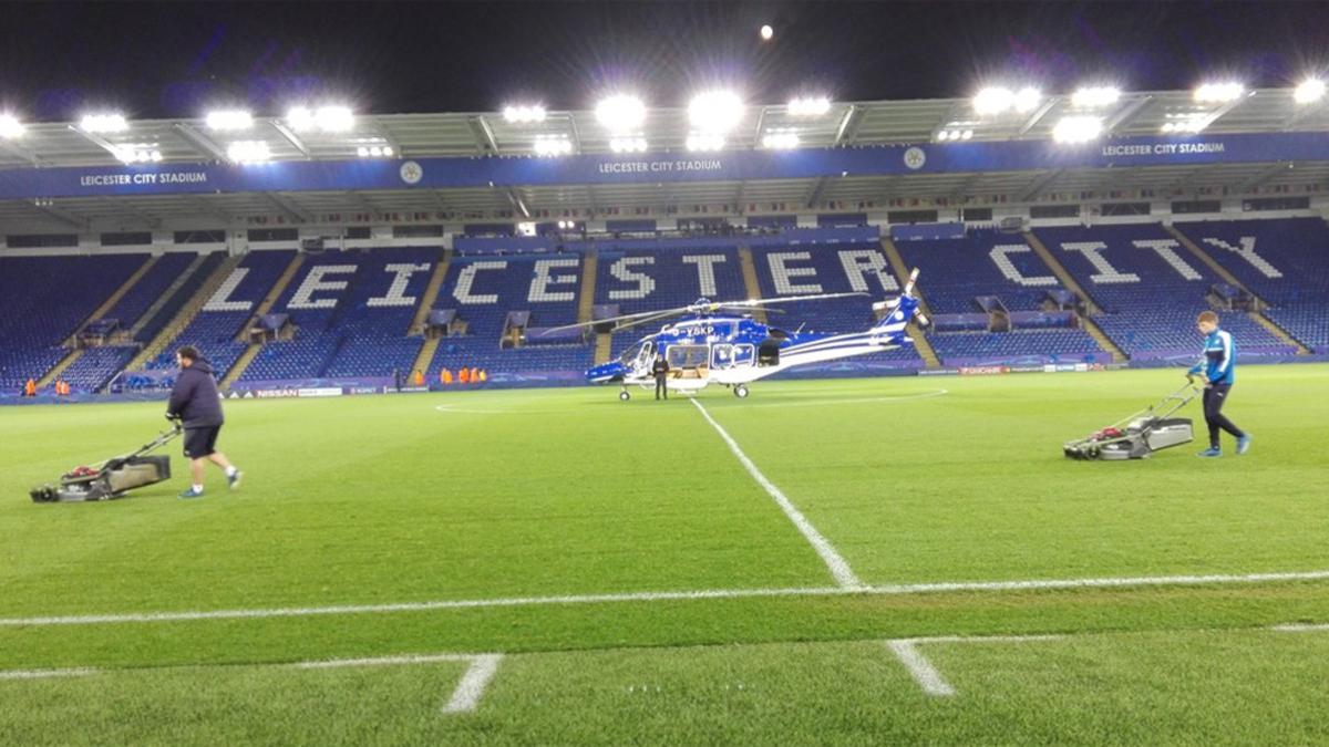 El helicóptero esperaba al propietario del Leicester