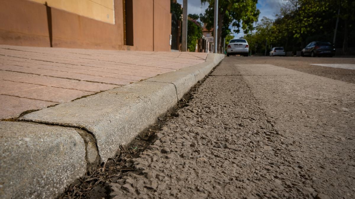 Uno de los pasos de peatones con un bordillo de varios centímetros.