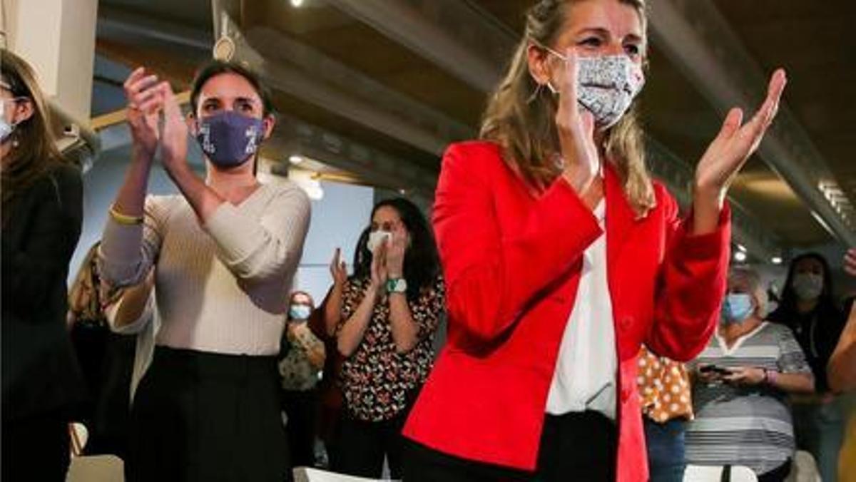 Yolanda Díaz e Irene Montero en un acto sobre feminismo en una foto de archivo.