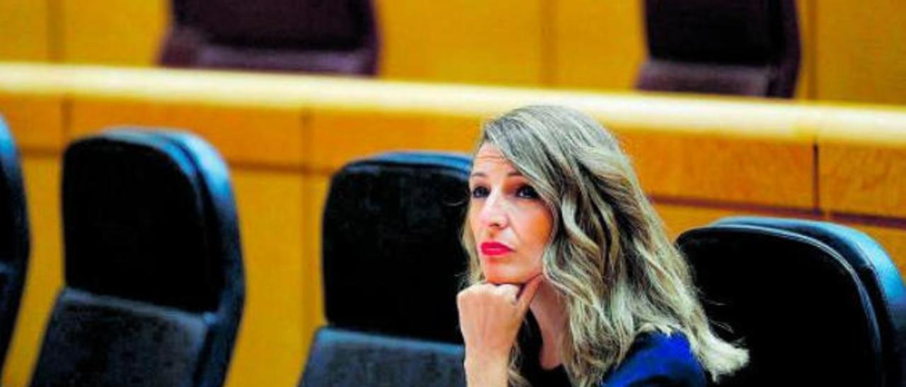 La ministra de Trabajo, Yolanda Díaz, en una comparecencia en el Senado.