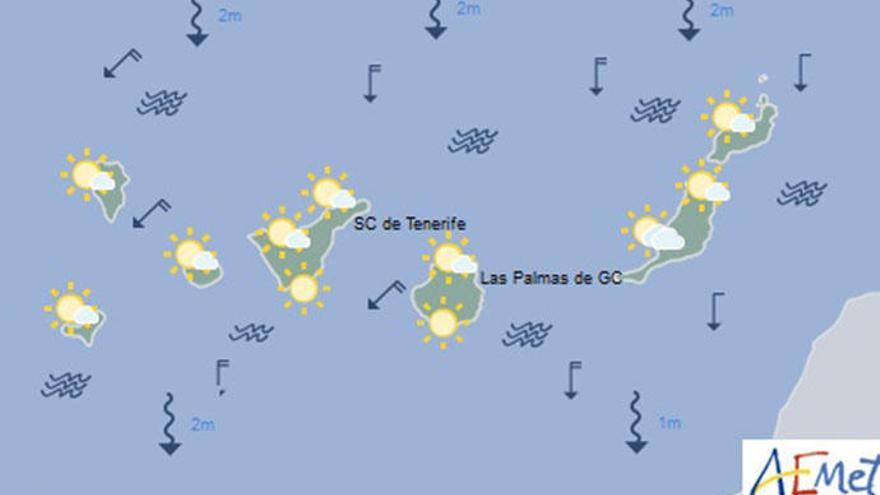 Mapa del tiempo en Canarias.