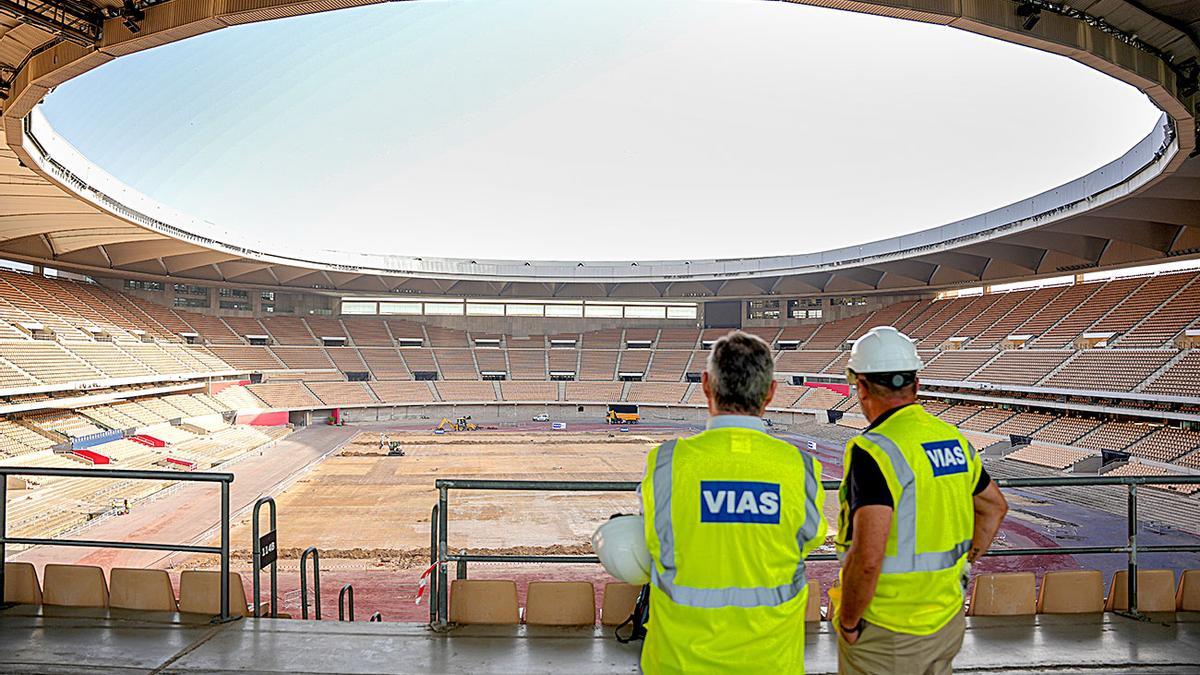 Obras en el Estadio de la Cartuja.