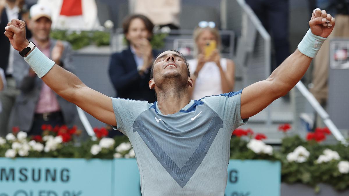 Rafa Nadal celebra su victoria contra David Goffin