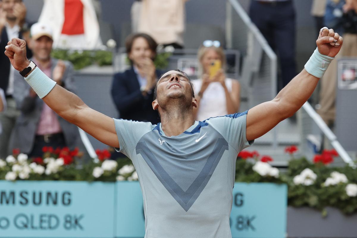 Rafa Nadal celebra su victoria contra David Goffin
