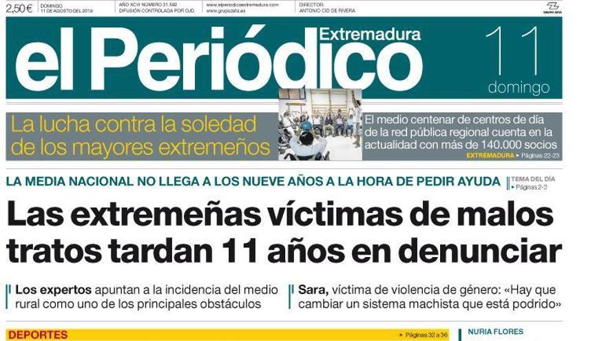 Esta es la portada de EL PERIÓDICO EXTREMADURA correspondiente al día 11 de agosto del 2019