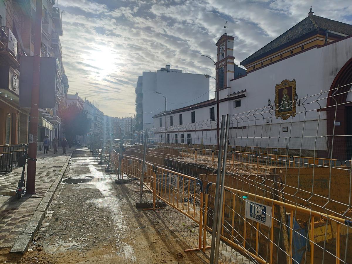 Obras de mejora de la calle Pagés del Corro, Triana, de Sevilla