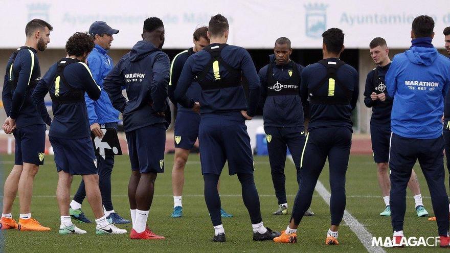 La plantilla, en un entrenamiento