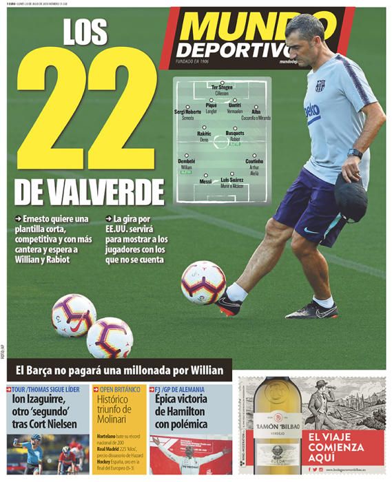 Portada MUNDO DEPORTIVO lunes 23 de julio de 2018