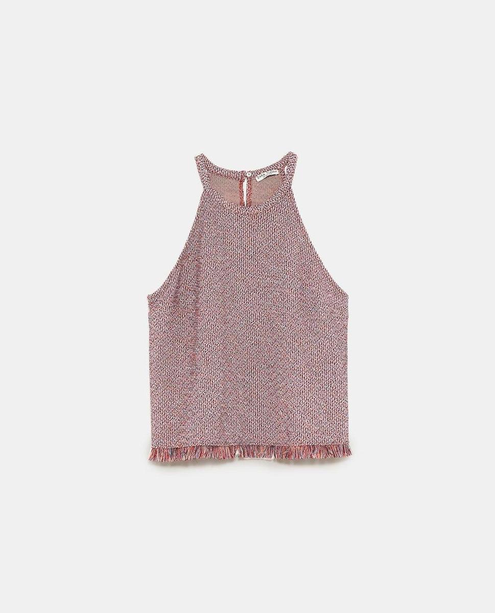 Top halter de tweed de Zara. (Precio: 12,95 euros)