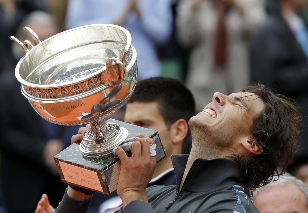 Año 2012: Séptimo Roland Garros, por primera vez ante Novak Djokovic, por 6/4, 6/3, 2/6, 7/5.