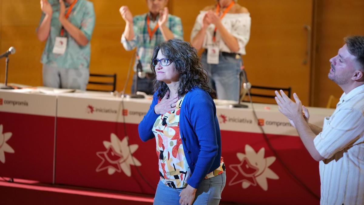 Mónica Oltra en su última aparición pública en la asamblea de Iniciativa.