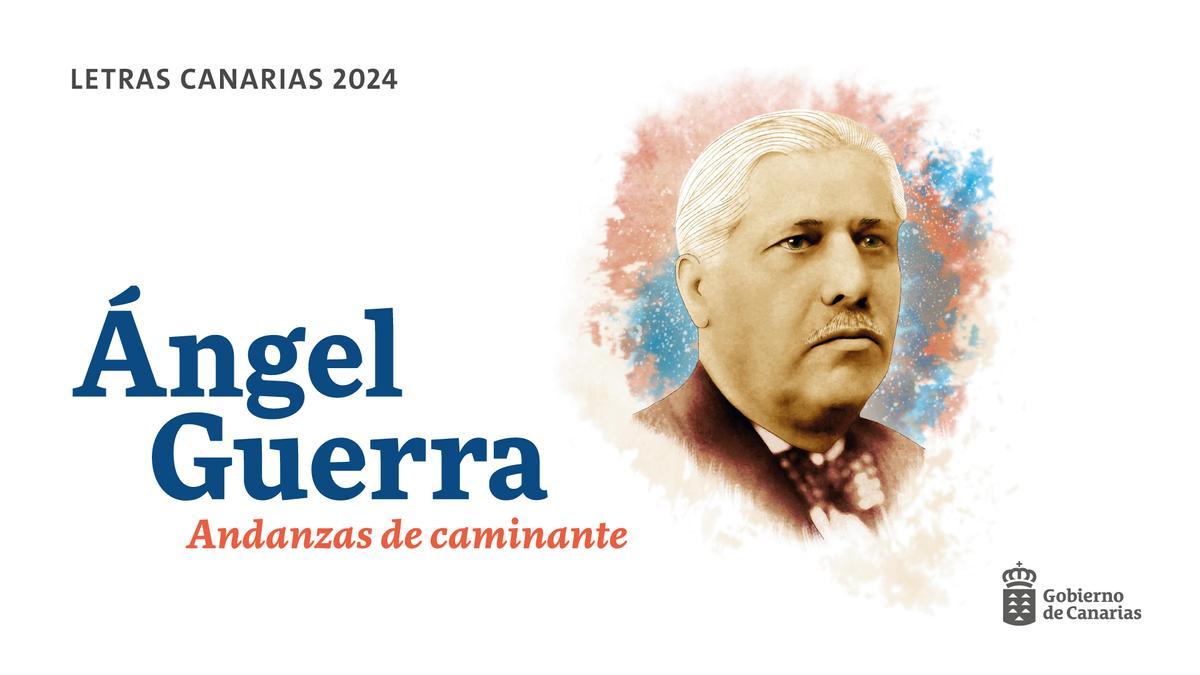 Cartel del Día de las LetrasCanarias 2024 dedicado al escritor lanzaroteño Ángel Guerra.