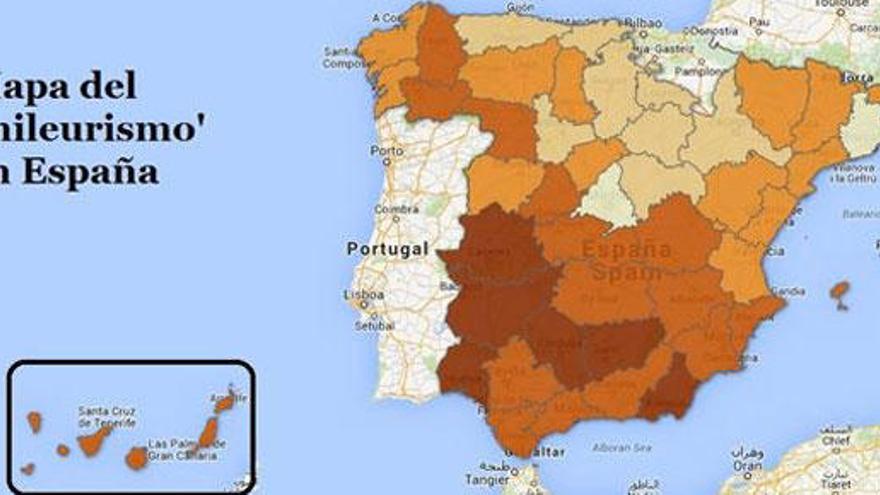 Mapa de los &#039;mileuristas&#039; en España