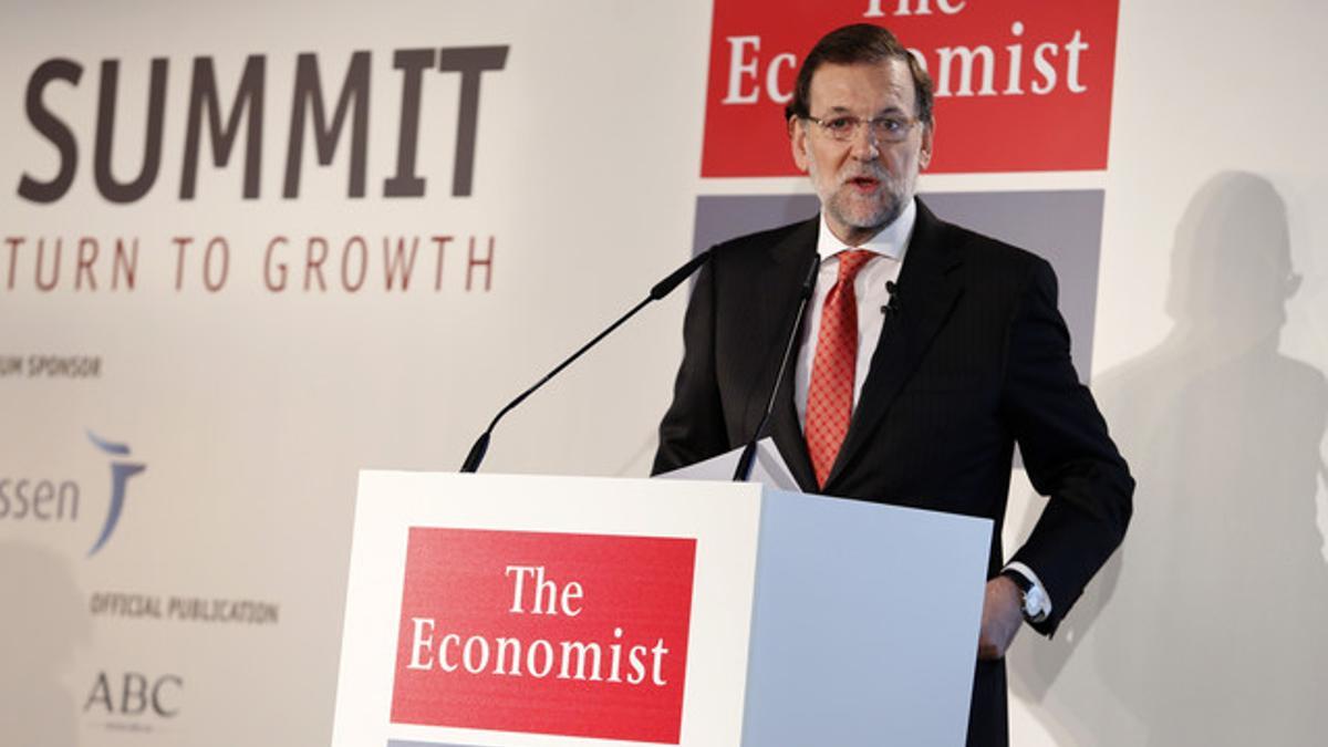 Mariano Rajoy, durante su intervención en la conferencia organizada por 'The Economist', este martes en Madrid.